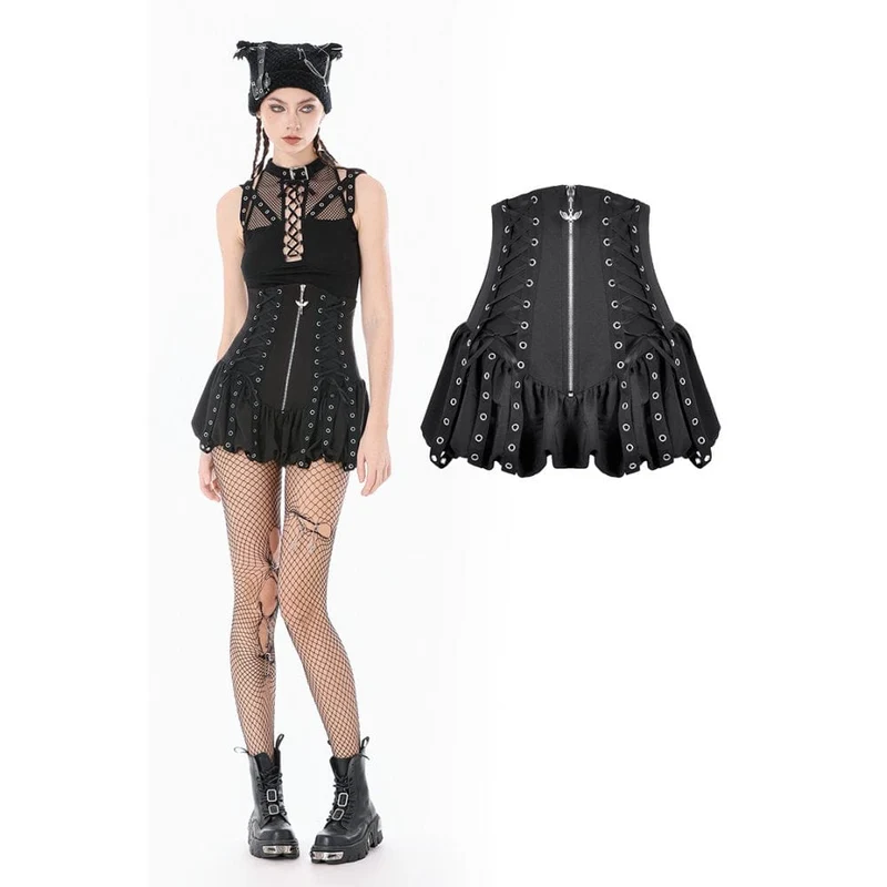 Damshorts med punkmönster och dragkedja