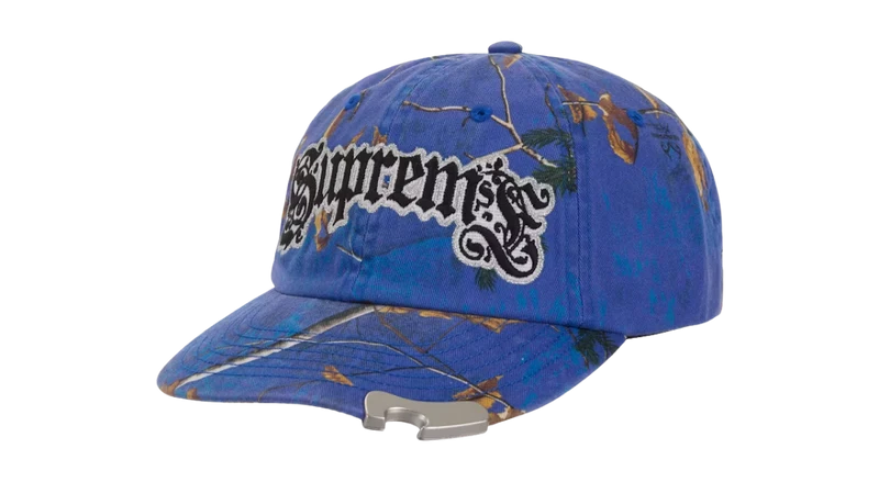 Supreme Bottle Opener 6 Panel Hat Blue Camouflage