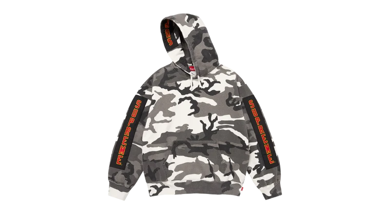 Supreme Woven Patches Hooded Sweatshirt Snow Camo (FW25)