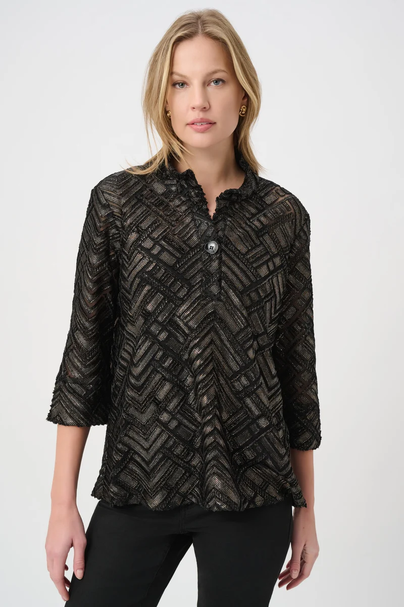 Joseph Ribkoff Novelty Burnout Trapeze Tunic 264104 - Black/ Bronze
