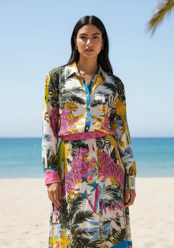 Miss Goodlife Viva La Jungle Blouse - Multicolour