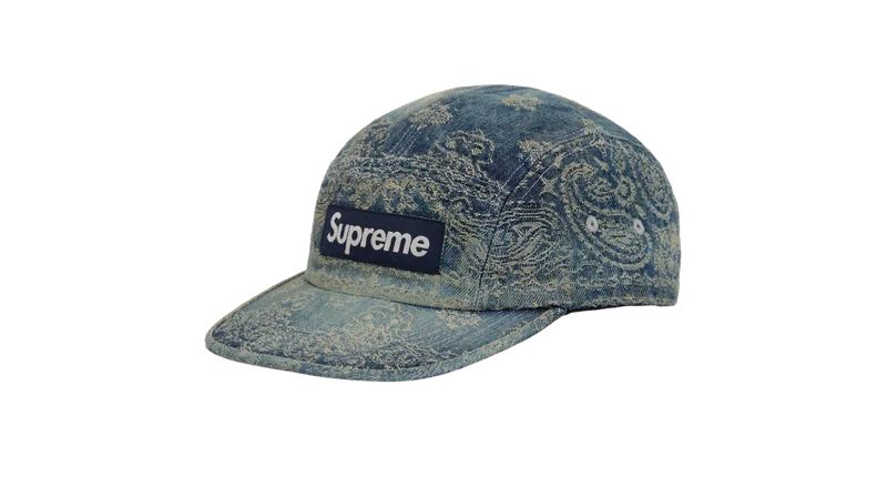 Supreme Bandana Jacquard Denim Camp Cap Blue