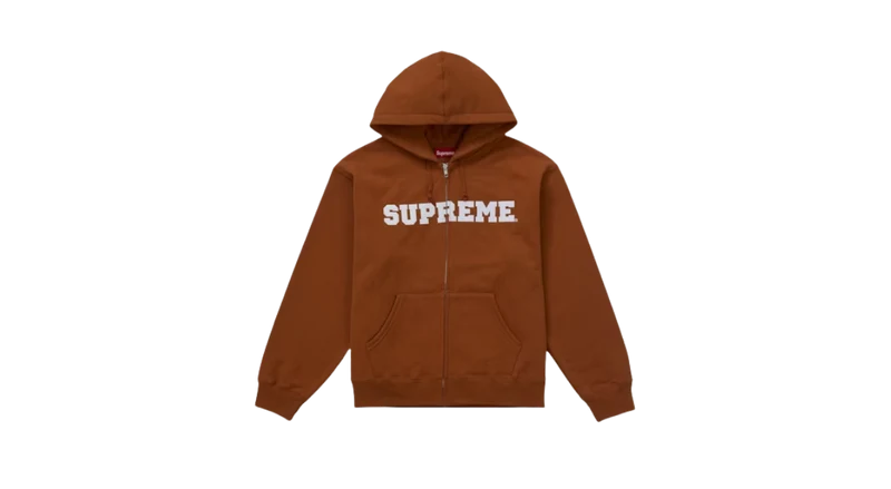 Supreme Collegiate Applique Zip Up Hooded Sweatshirt Rust