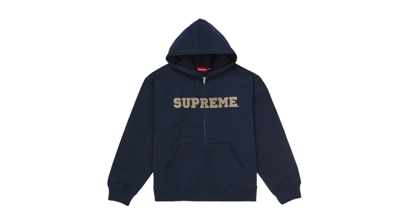 Supreme Collegiate Applique Zip Up Hooded Sweatshirt Navy