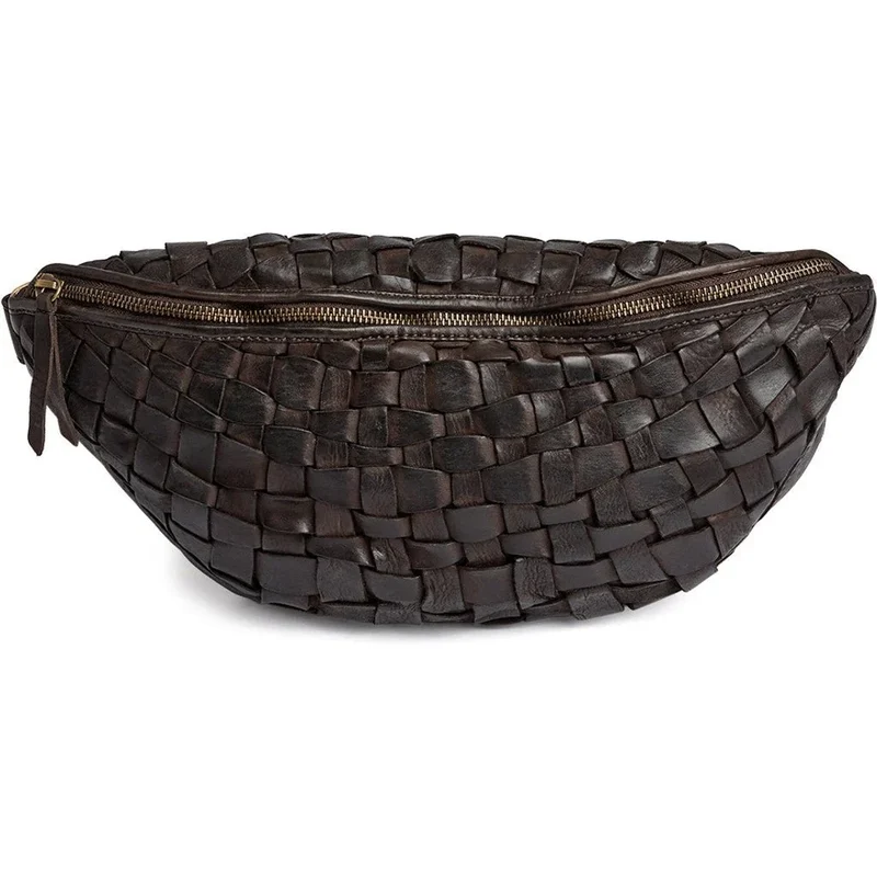 Warsaw bumbag i handflätat skinn - Dark Brown