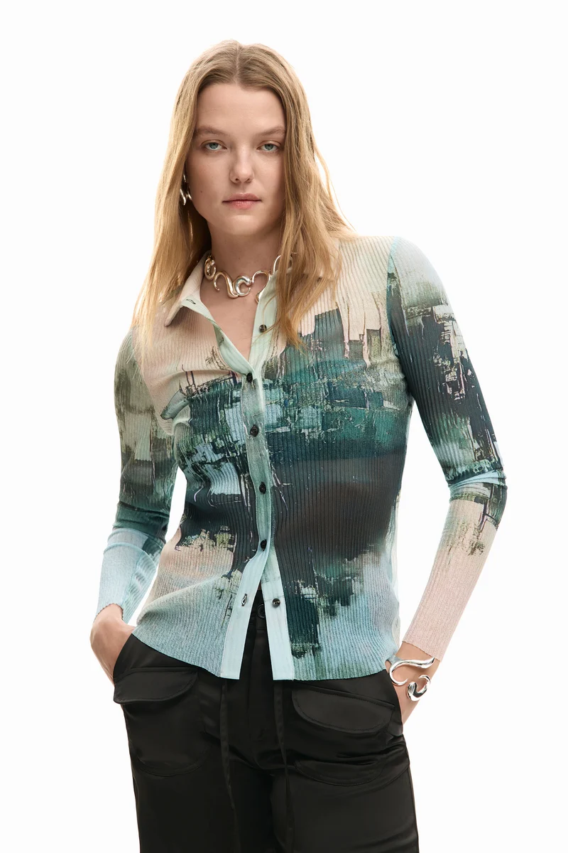 Desigual Textured Photographic Blouse - Multi