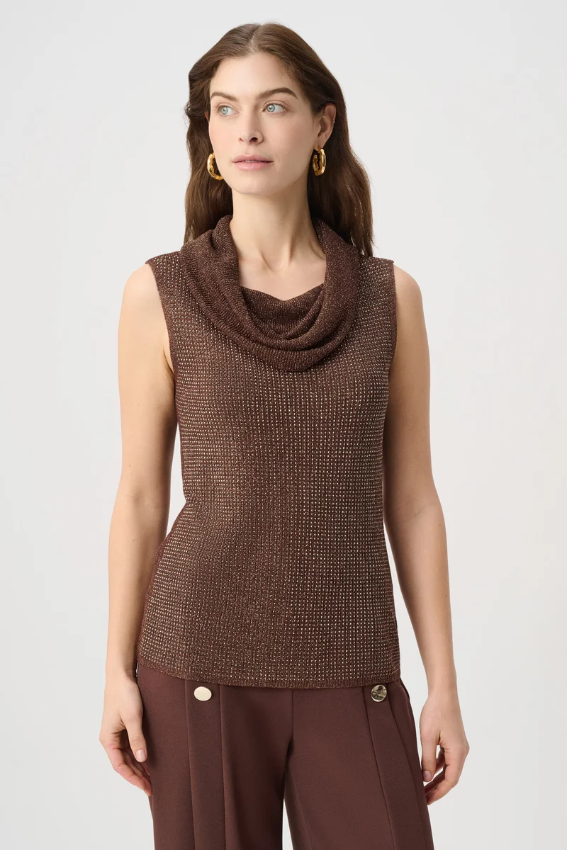 Joseph Ribkoff Rhinestone Cowl Neck Top 264929 - Rust