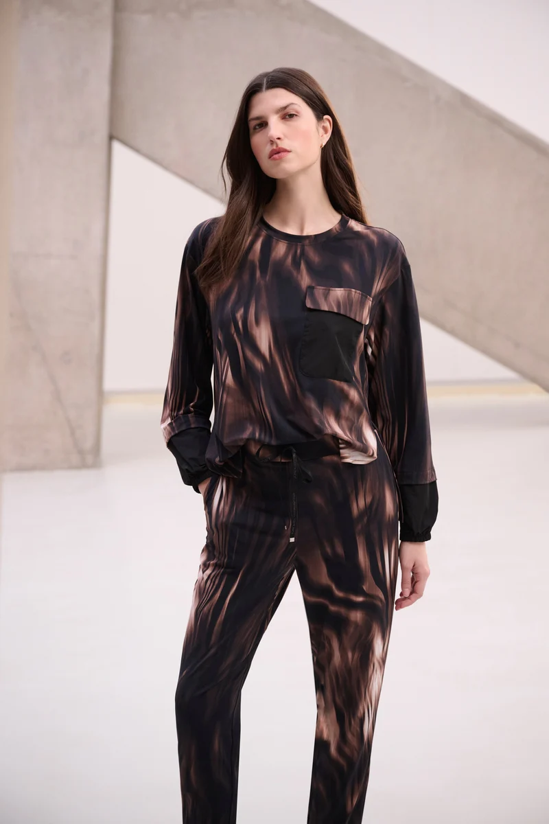 Joseph Ribkoff Sport Animal Print Top 264608 - Black/ Multi