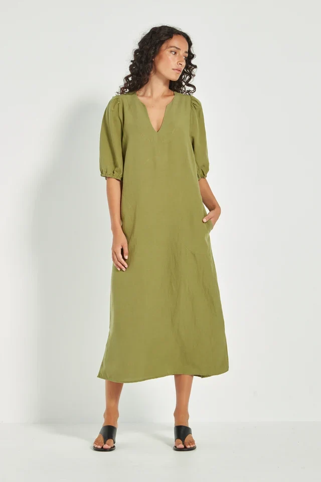 Verge Connie Dress - Avocada Green