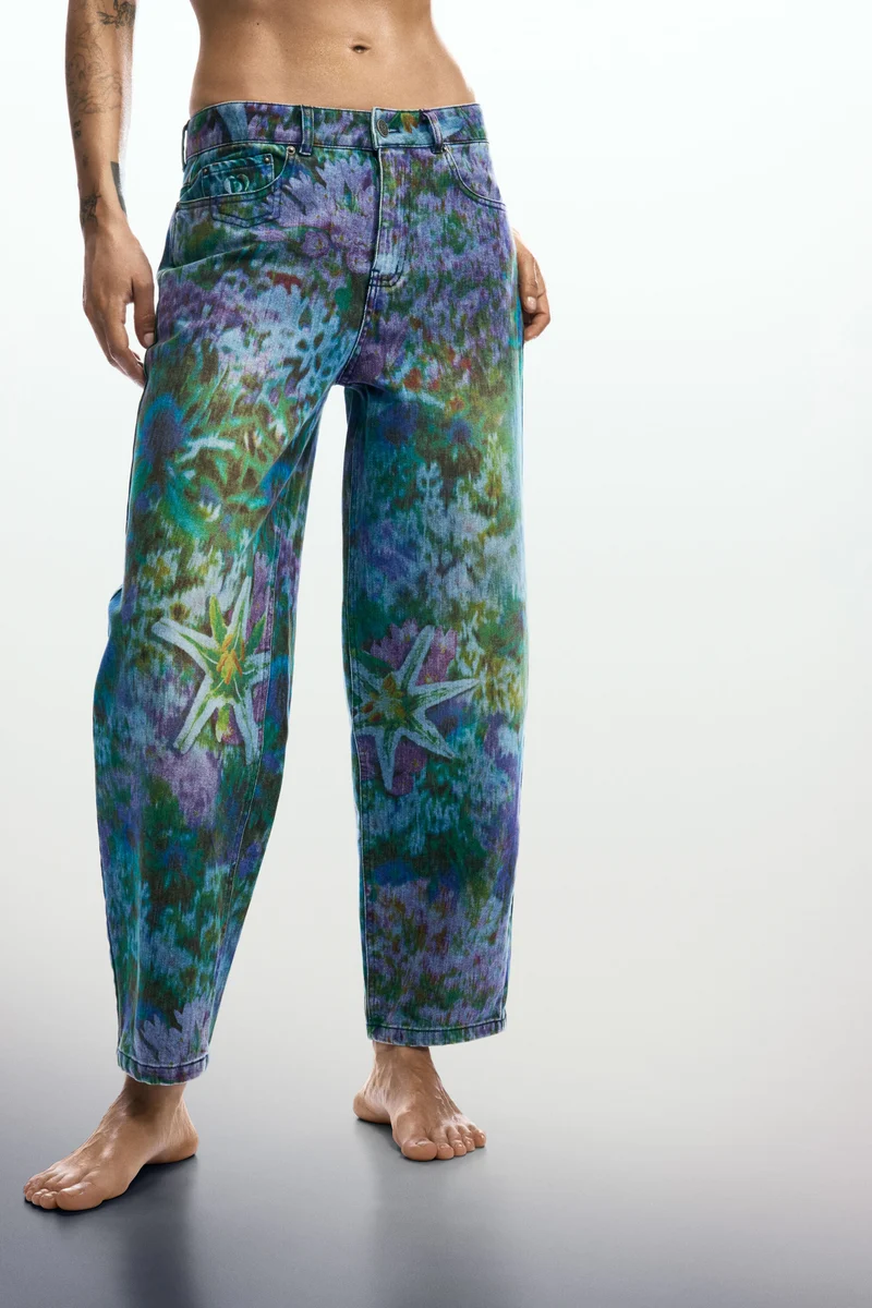 Desigual Wild Garden Barrel Leg Denim Jeans - Multicolour