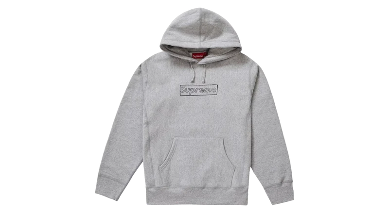Supreme KAWS Chalk Logo Hooded Sweatshirt Heather Grey