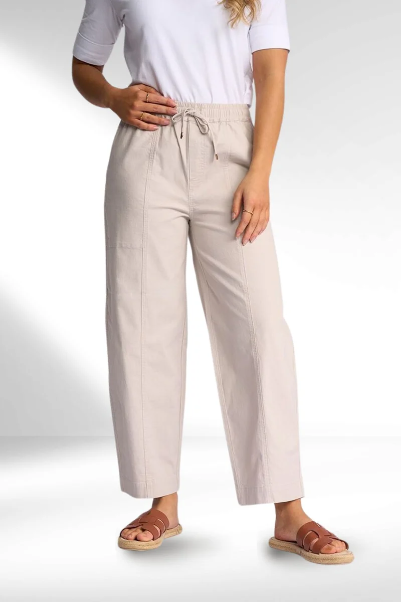 Dione Barrel leg ankle grazer pant stone