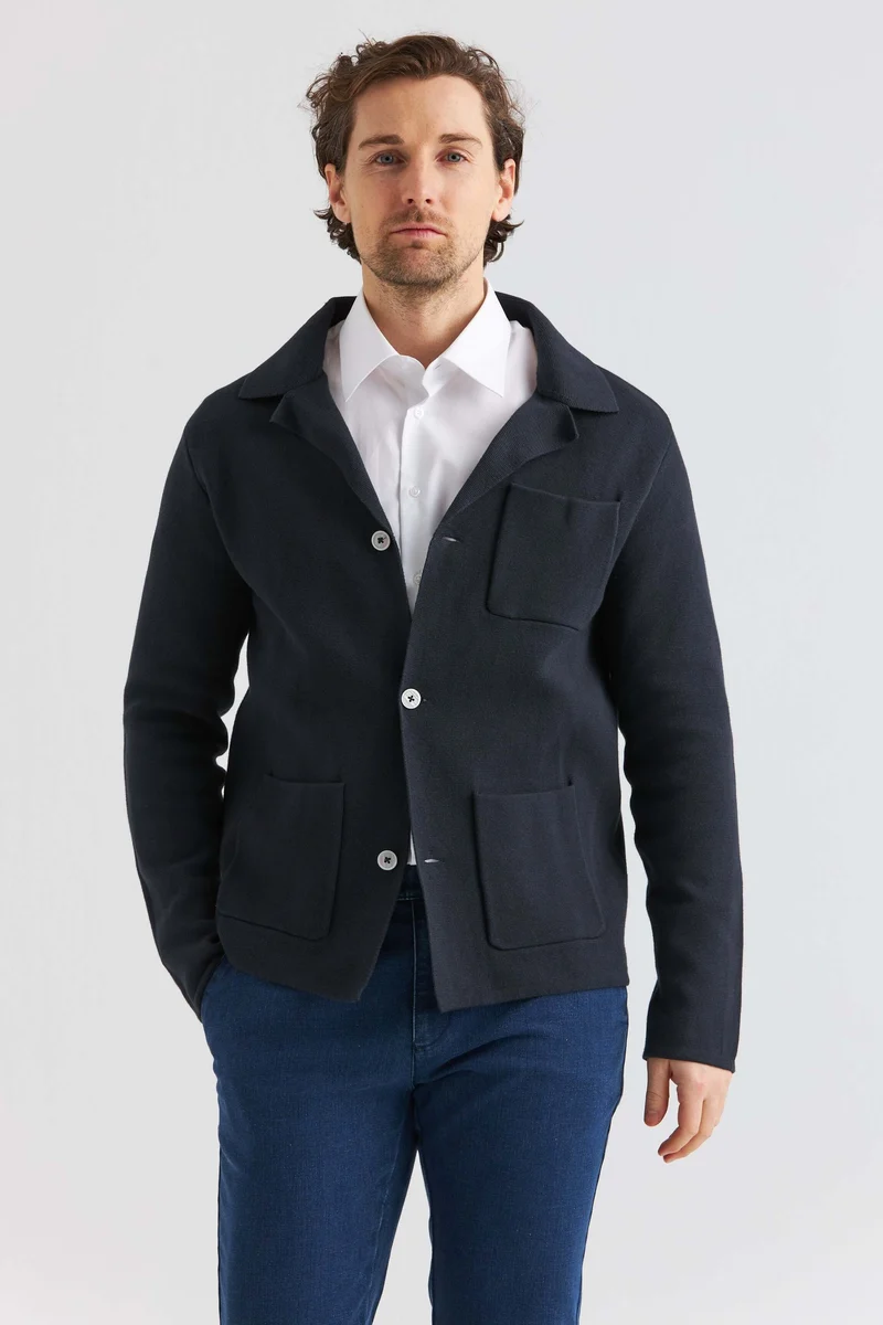 Marinblå Stickad Overshirt