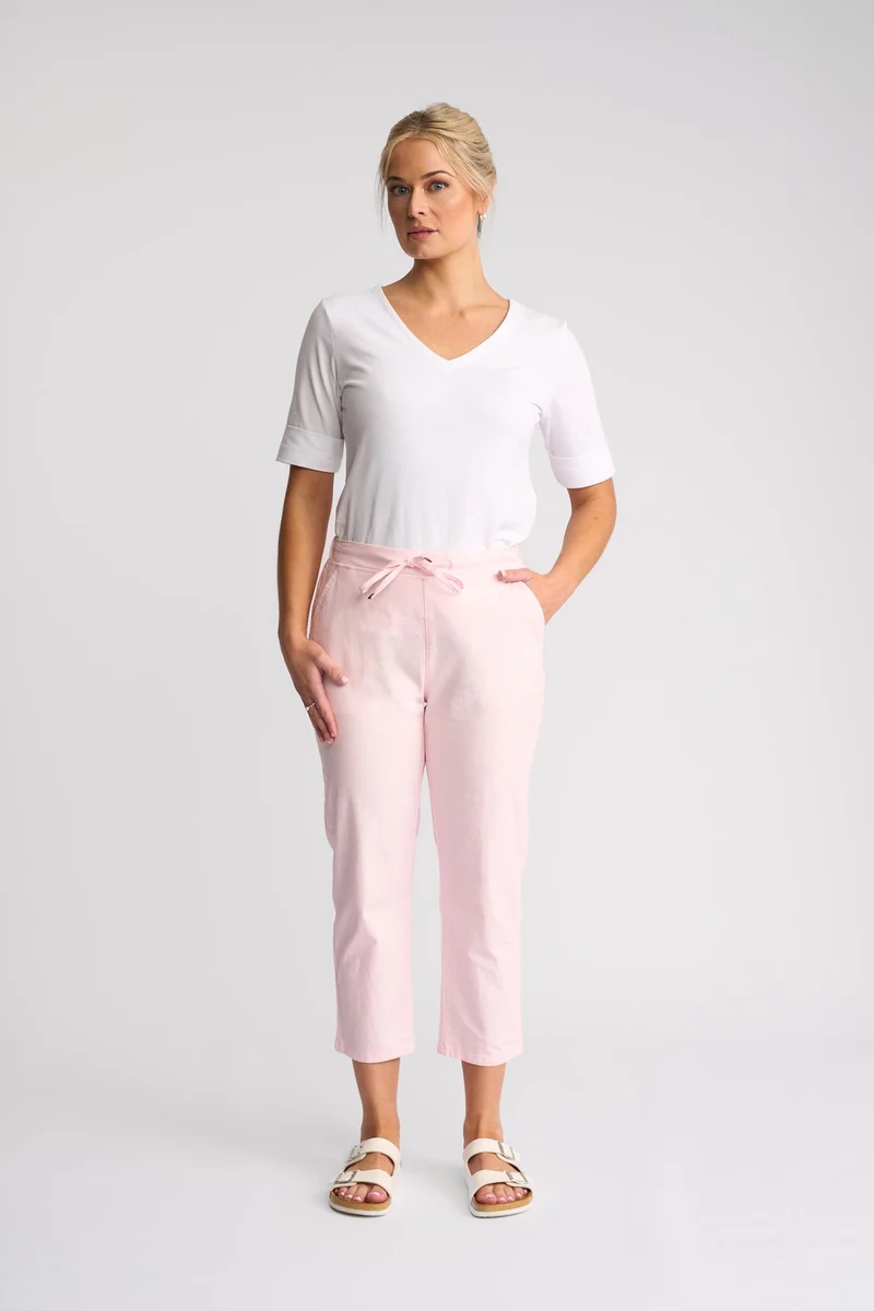7/8 Henley length slim leg elastic waist pant