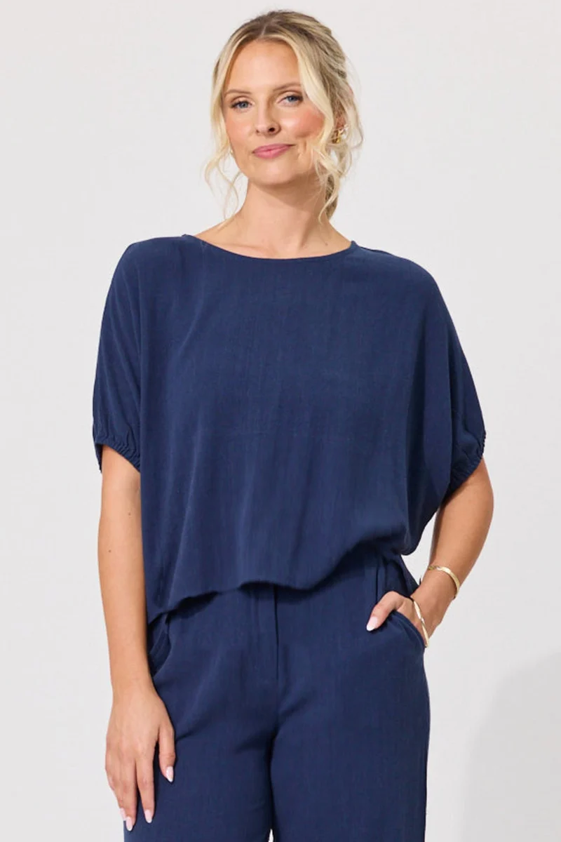 Costa linen top french navy