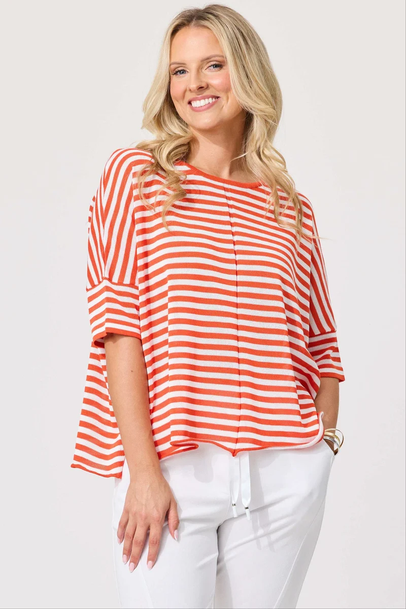 Candela Knit white orange