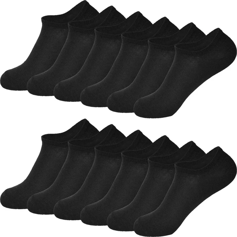 12-pack Svarta Ankelstrumpor GIANVAGLIA® – Mjuka Bomullsstrumpor Unisex