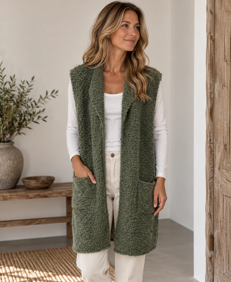 Vest bouclé - Kaki