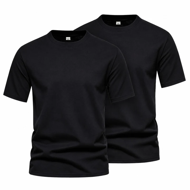 2-Pack Svarta T-Shirts Herr
