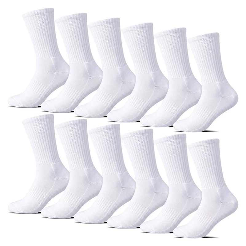12-Pack Vita Sportstrumpor – Mjuka med Frottésula
