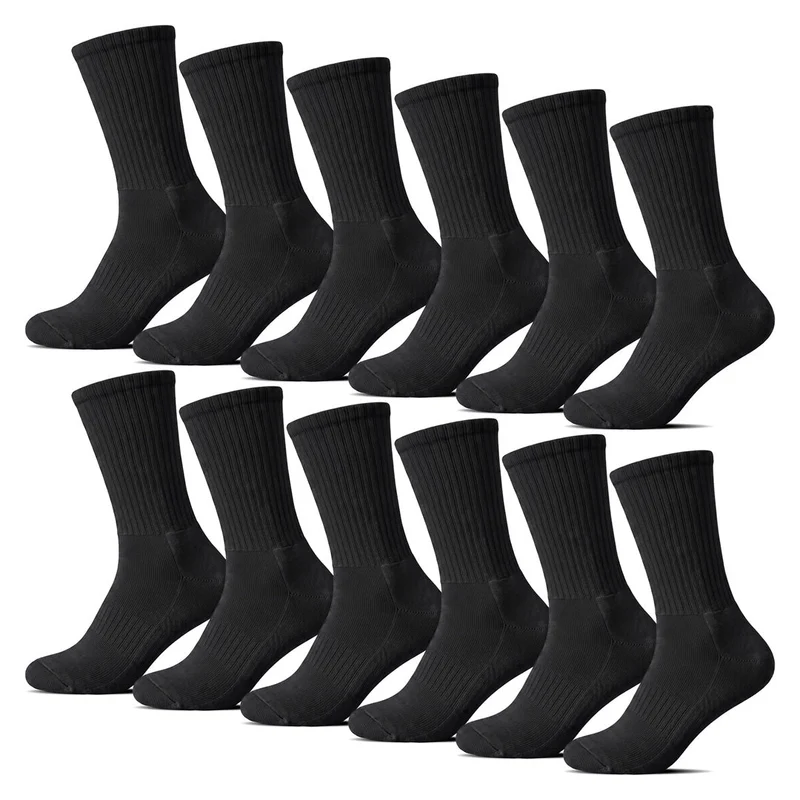 12-Pack Svarta Sportstrumpor – Mjuka med Frottésula