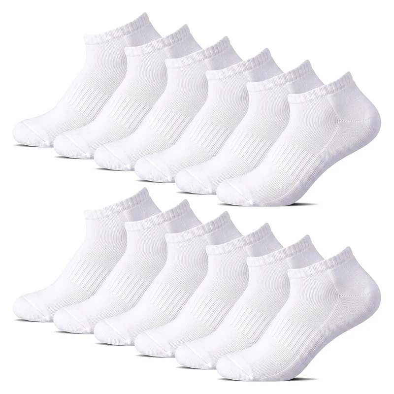 12-Pack Vita Ankelstrumpor – Mjuka med Frottésula