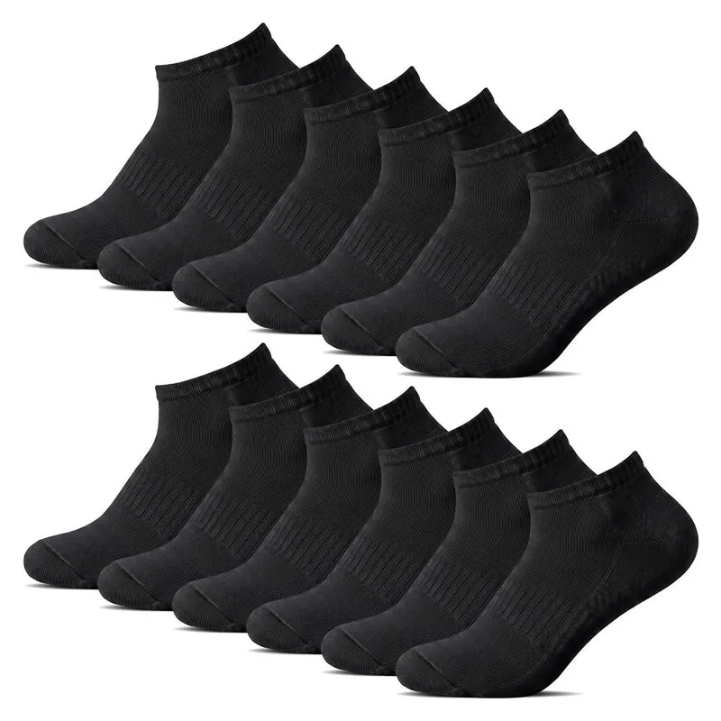 12-Pack Svarta Ankelstrumpor – Mjuka med Frottésula