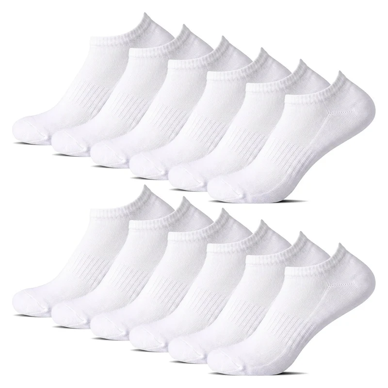 12-Pack Vita Ankelstrumpor – No Show strumpor