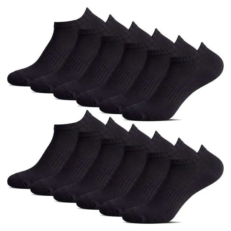12-Pack Svarta Ankelstrumpor – No Show strumpor