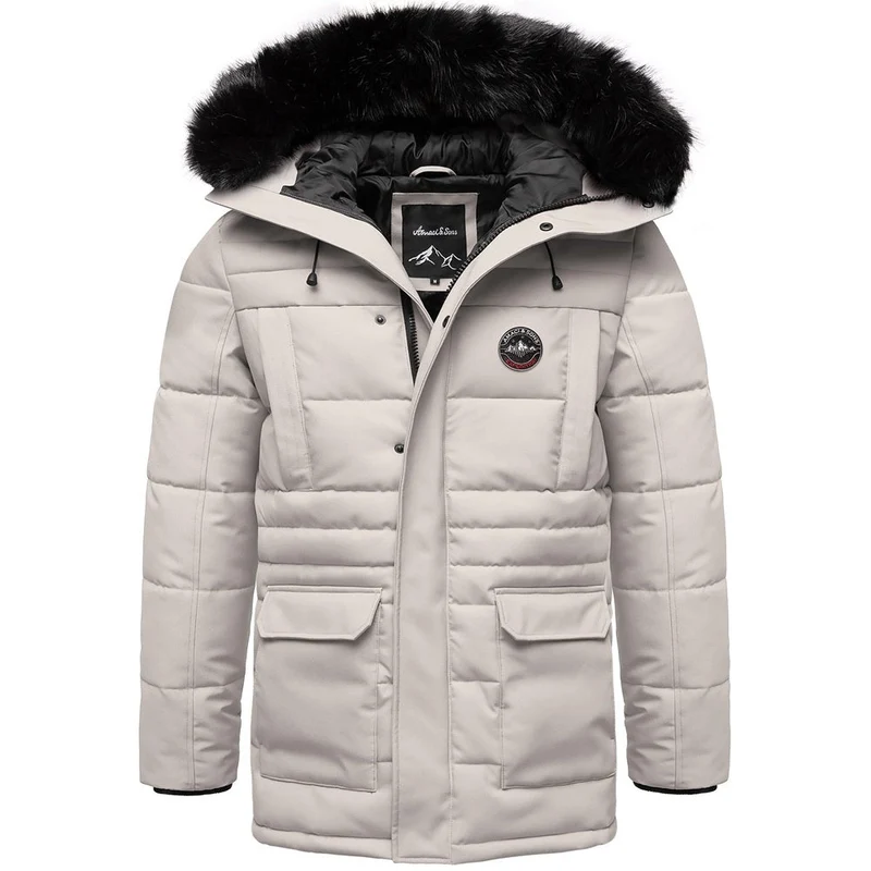Grå Parkas med Huva – Vinterjacka Amaci & Sons