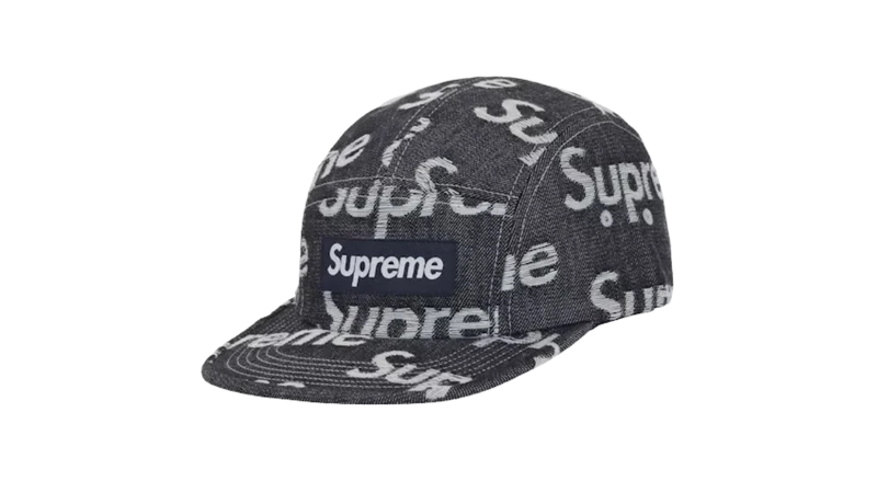 Supreme Jacquard Logos Denim Camp Cap Indigo
