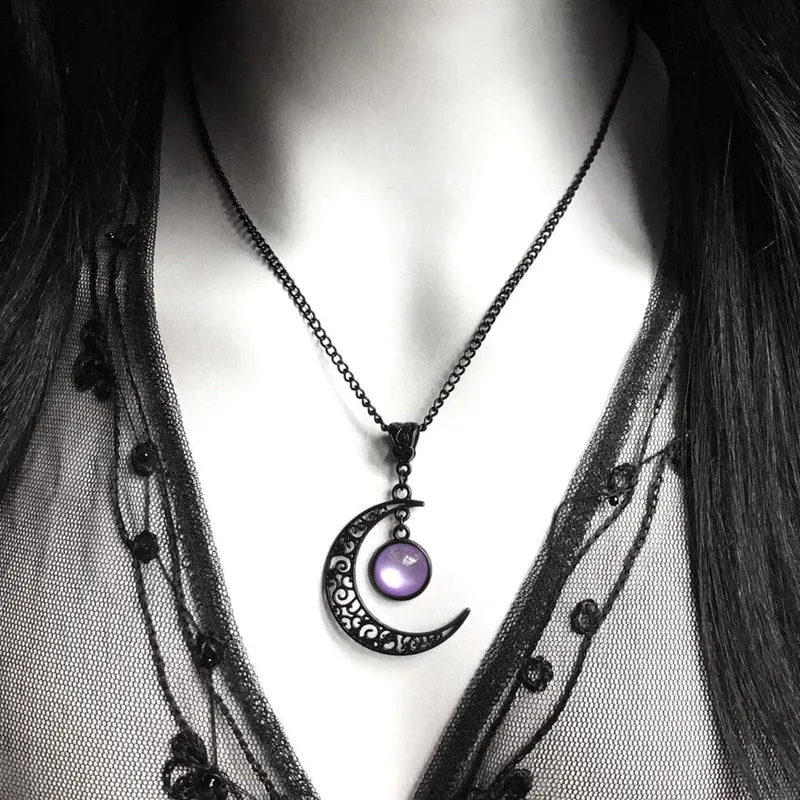 Gothic Beaded Moon Halsband för kvinnor
