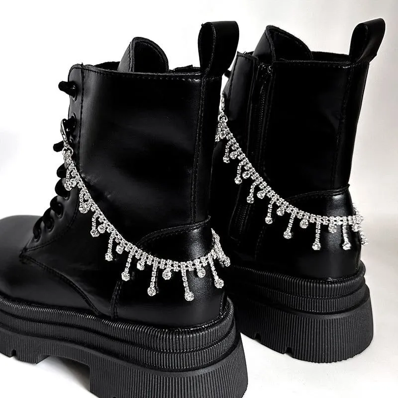 Unisex Punk Strass Tofs Stövelkedja Skotillbehör