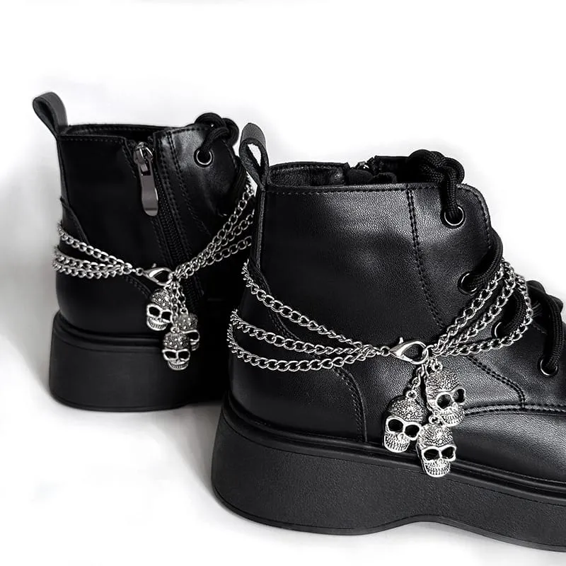 Unisex Punk Skull Flerskiktad Stövelkedja Skotillbehör