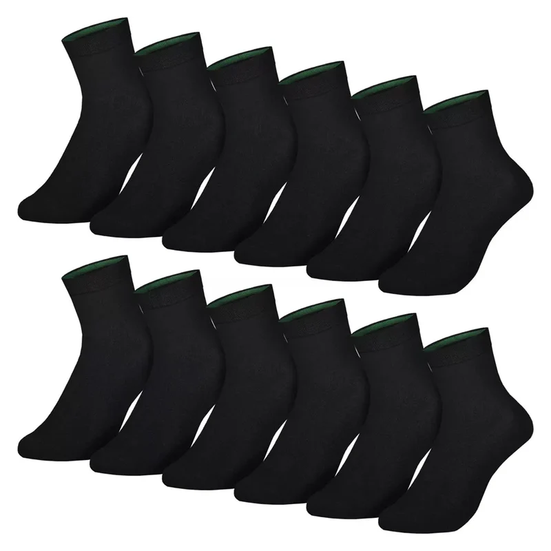 12-pack Svarta Bambustrumpor medelhöga – Sömlösa Unisexstrumpor i Bambu