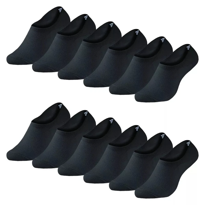 12-pack svarta Bambustrumpor BENYSØN® – Sömlösa Invisible Socks med Silikongrepp