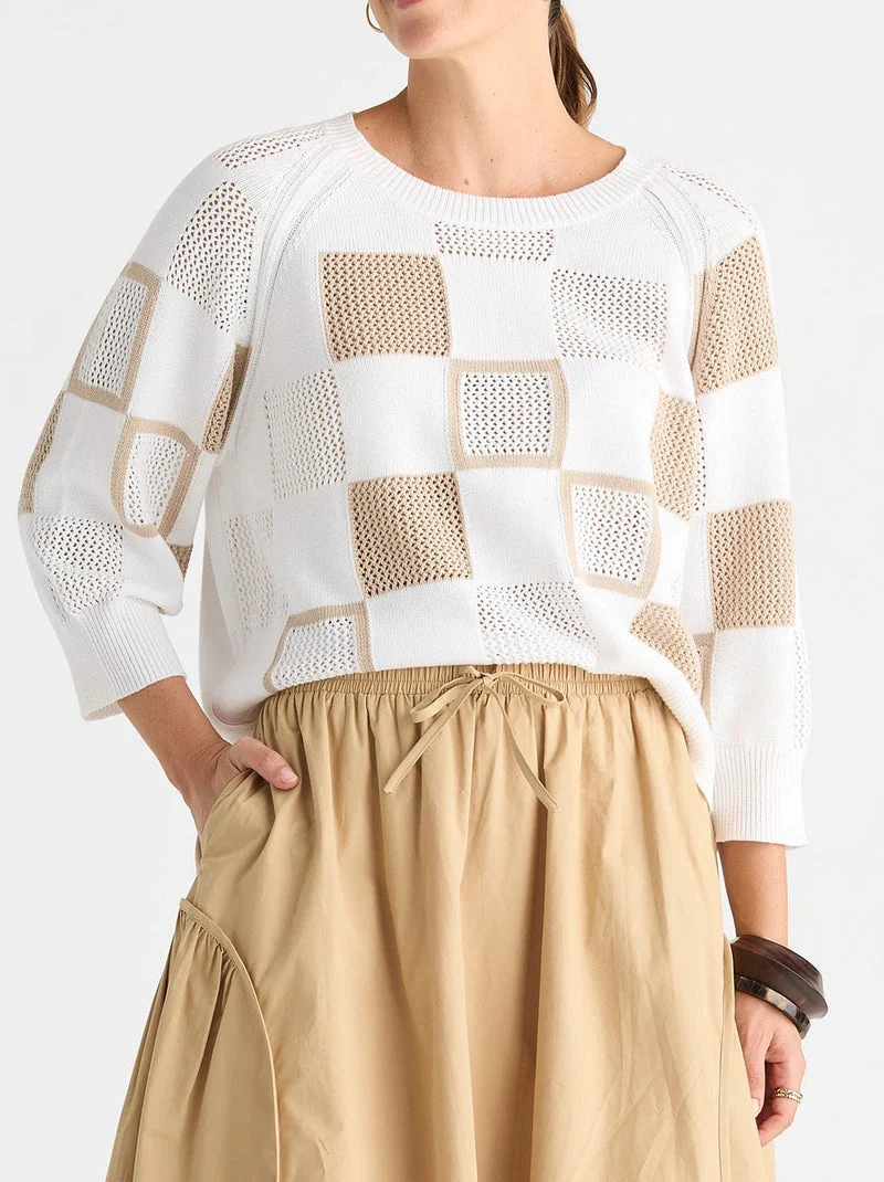 Patch pointelle top white