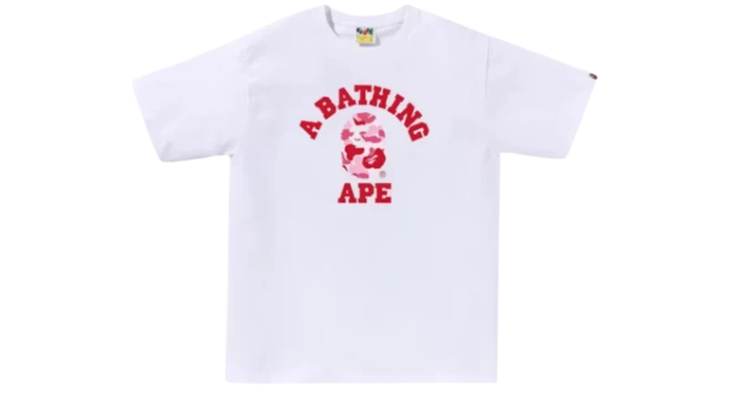 BAPE College Tee White Pink