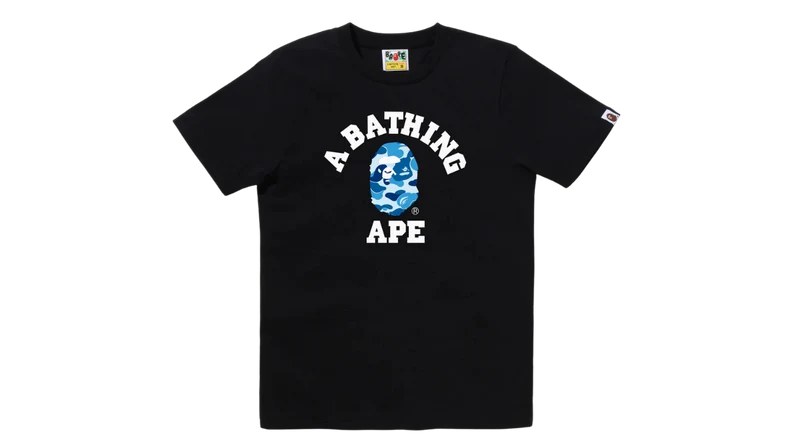 BAPE College Tee ABC Blue Camo Black