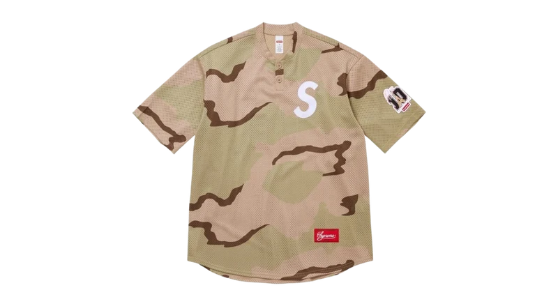 Supreme Shop S Logo Baseball Henley Camo