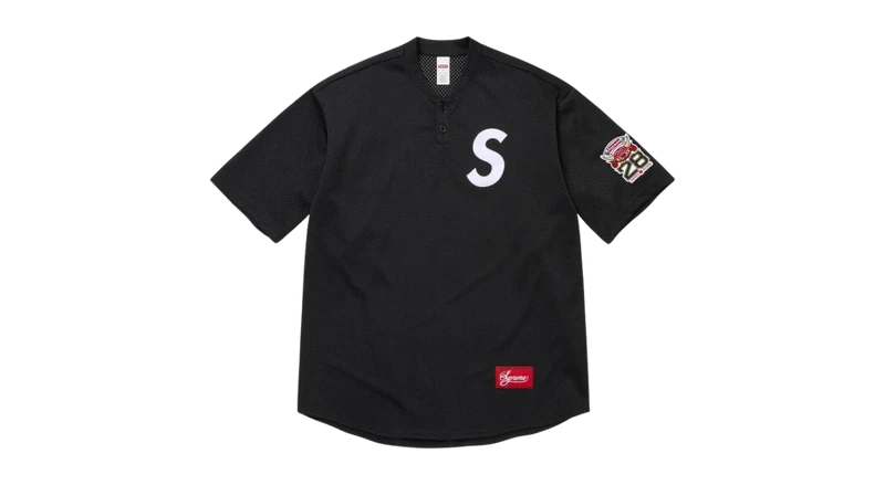 Supreme Shop S Logo Baseball Henley Black