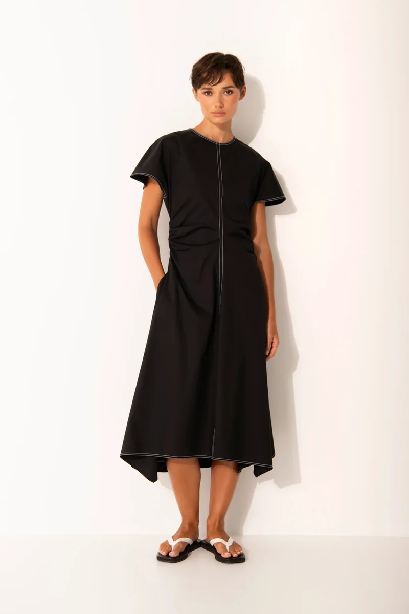 Lounge The Label Gathered Waist Chios Dress - Black/ White