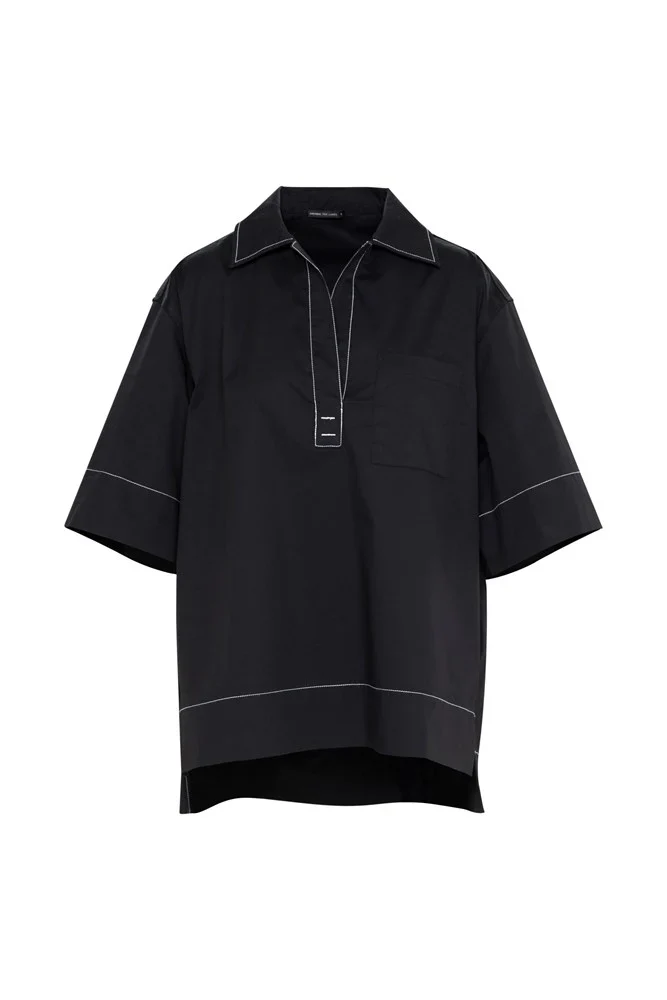 Lounge The Label Paros Tunic Shirt - Black/ White