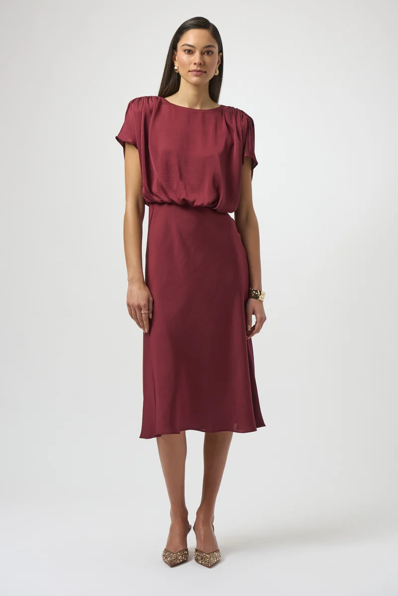 Joseph Ribkoff Blouson A-Line Dress 254049 - Merlot