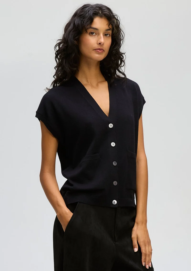 Button Vest black (Last one size Med)