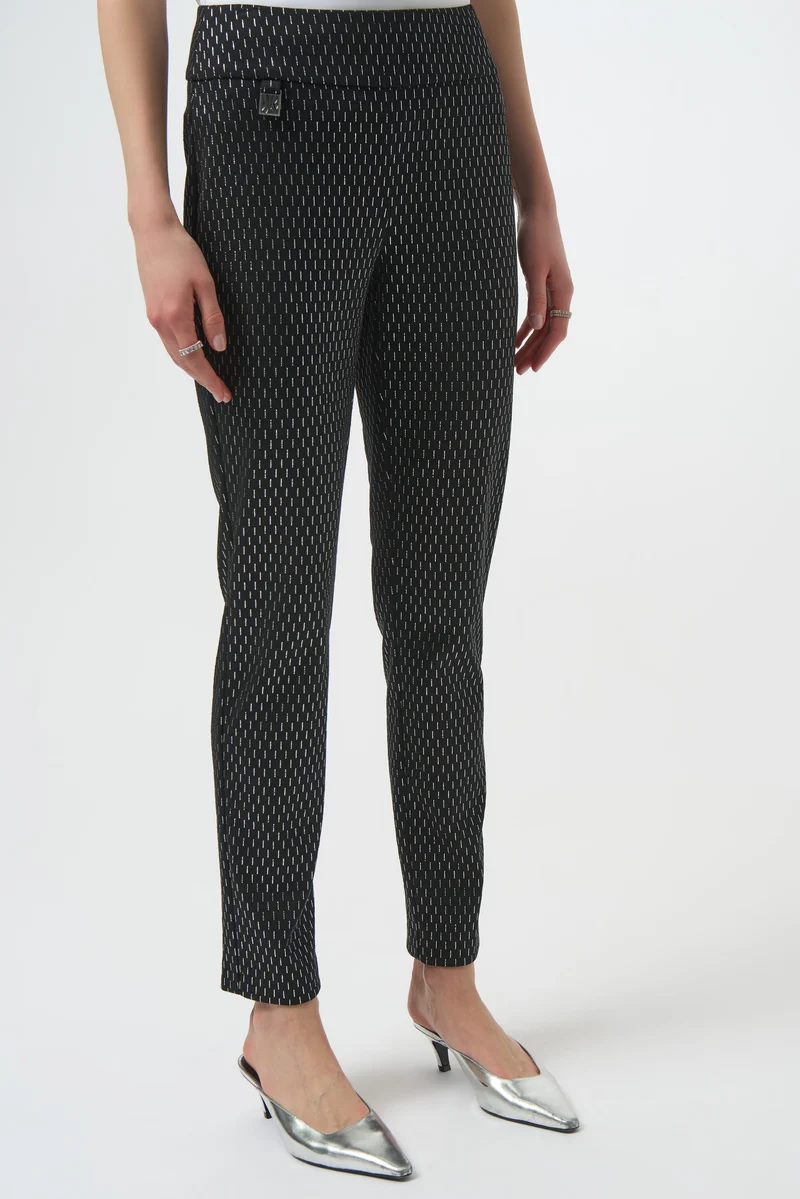 Joseph Ribkoff Foiled Slim Fit Pants 254143 - Black/ Silver
