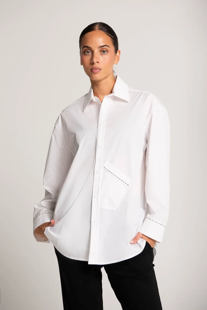 Lounge The Label Whistler Stitch Detail Shirt - White
