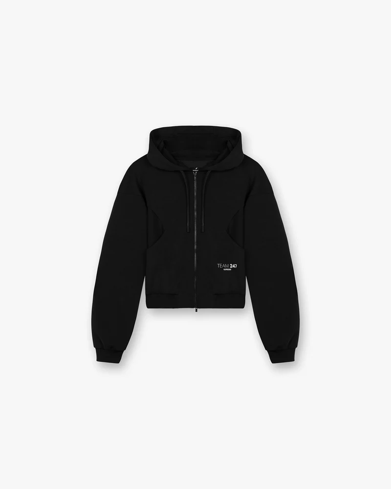 247 Training Hoodie Zip Front - Black