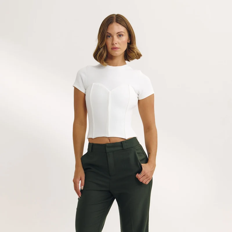 Korsett T-shirt - Naturvit