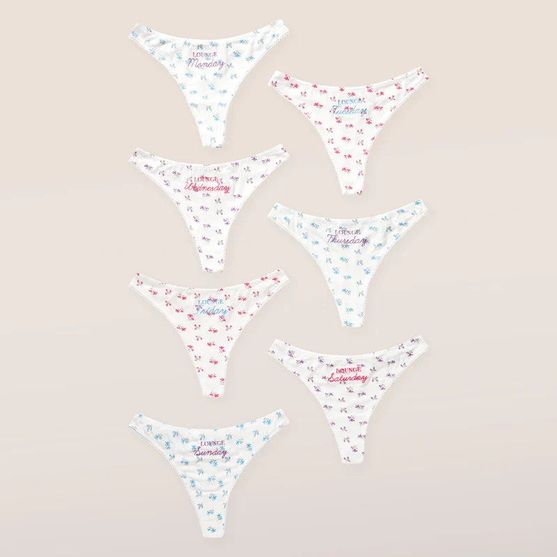 Days of the Week Stringtrosor (7-pack) - Blomtryck